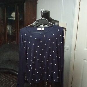 Navy Star Print Women's Top